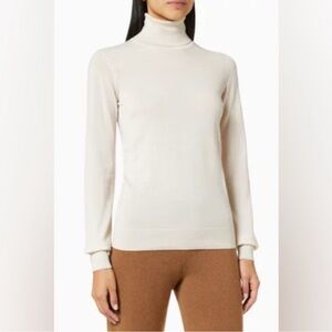 Massimo Dutti Wool Silk Turtleneck Sweater / Cream / Size M